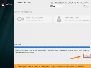 red hat enterprise linux 7 installation - 21 reboot
