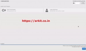 edora 24 installation completed Click Quit to reboot