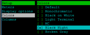 Black Night color 10 reasons htop command