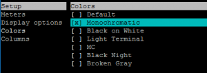 Monochromatic htop command color scheme