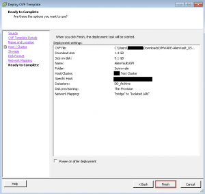 Verify and Finish Template Deployment