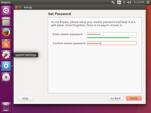 set master password for the first time