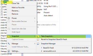 Create Virtual Machine Snapshot