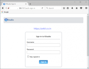 rstudio login page